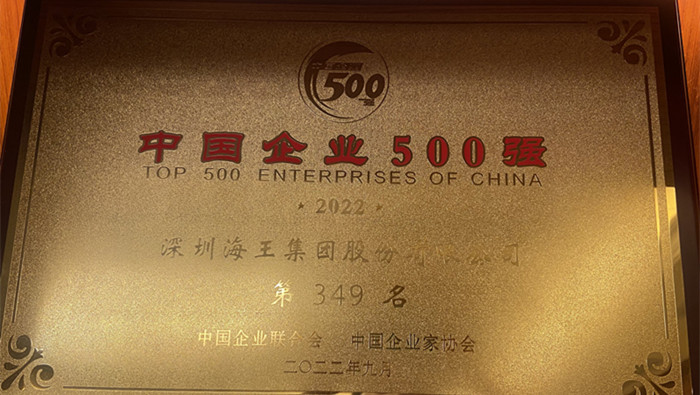 海王集团位列2022中国企业500强第349位、2022中国民营企业500强第155位 